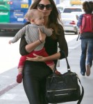 Lilly Aldridge And Her Daughter Departing On A Flight At LAX
