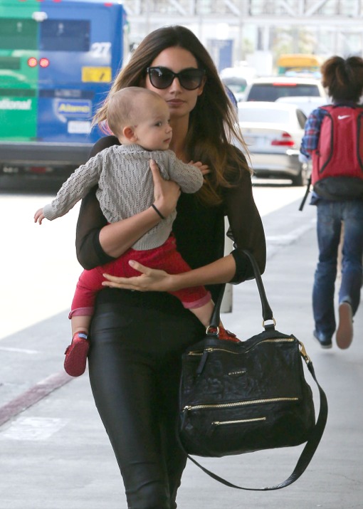 Lilly Aldridge And Her Daughter Departing On A Flight At LAX