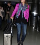 Exclusive... Jessica Alba Arriving On A Flight At LAX