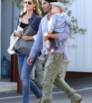 Exclusive... Elizabeth Berkley & Family Leaving The Bretwood Mart