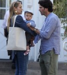 Exclusive... Elizabeth Berkley & Family Leaving The Bretwood Mart