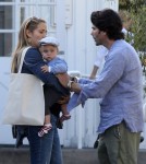 Exclusive... Elizabeth Berkley & Family Leaving The Bretwood Mart