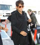 Pregnant Halle Berry Lands On A Flight At LAX Airport