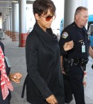 Pregnant Halle Berry Lands On A Flight At LAX Airport