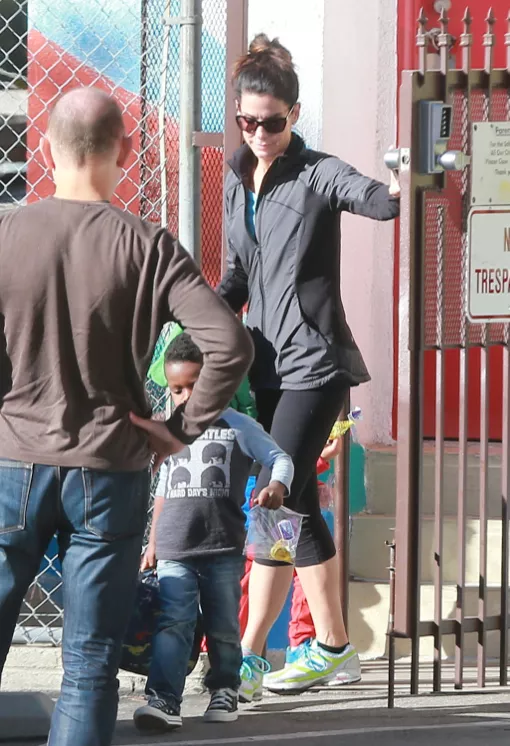 Sandra Bullock Picking Louis Up From School