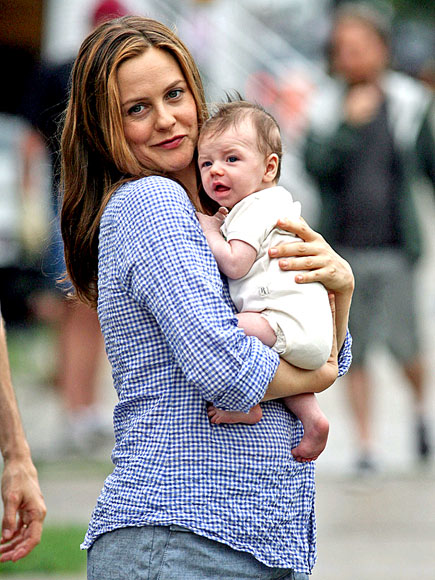 Alicia Silverstone with 2-month-old Bear Blu filming in New York -July 26th