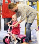 Pregnant Rebecca Gayheart takes baby Billie shopping for toys in Los Angeles, CA on July 29, 2011.
