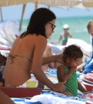 Adriana Lima, spends the day catching some rays and playing in the water with her adorable daughter Valentina in Miami, Florida