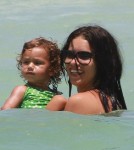 Adriana Lima, spends the day catching some rays and playing in the water with her adorable daughter Valentina in Miami, Florida