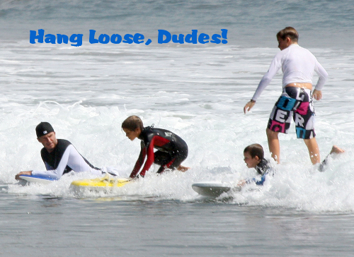 David Beckham Goes Boogie Boardin’ With The Boys!