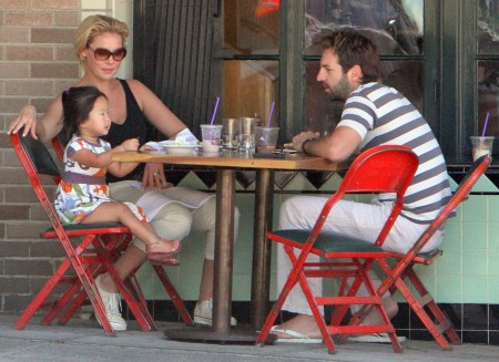 Katherine Heigl joined her husband singer Josh Kelley on a stroll with their daughter Naleigh