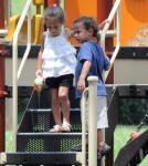 Jennifer Lopez with her twins Emme and Max at a Park this weekend 7.31