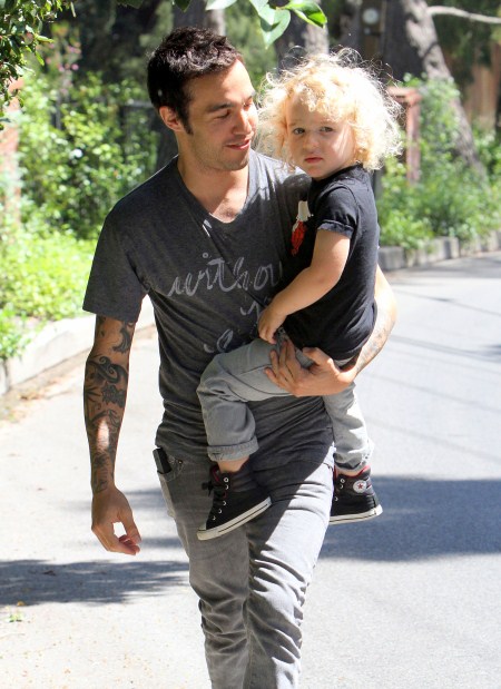 Pete Wentz and son Bronx Wentz cheerfully go to a friend's birthday party in Los Angeles, CA on August 19, 2011.