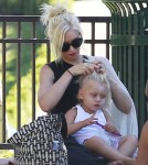 Gwen Stefani is seen with her son Zuma Rossdale at a park in Los Angeles.