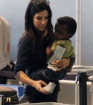 Sandra Bullock with baby Louis at Austin Texas Airport