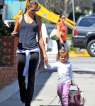 Alessandra Ambrosio and daughter Anja Mazur walking in Santa Monica.