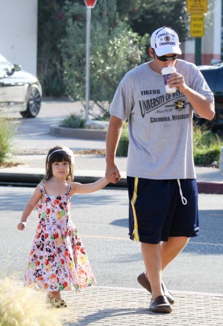 Adam Sandler out with his Matching Daughters Sadie and Sunny