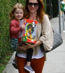 Actress Alyson Hannigan takes daughter Satyana after lunch with her dad to get a new toy in Beverly Hills, Ca on September 17, 2011.