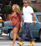 Pregnant Beyonce and Jay-Z as they go for a walk in NYC’s Tribeca neighborhood on Saturday (September 10).