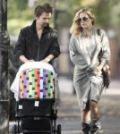 Kate Hudson and Matt Bellamy take baby Bingham Hawn Bellamy for a stroll in North London