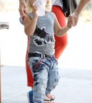Singer Gwen Stefani and son Zuma out on her wedding anniversary in Studio City, CA.
