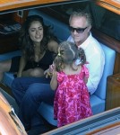 Salma Hayek and Francois-Henri Pinault with their daughter Valentina in piazza San Marco, Venice.