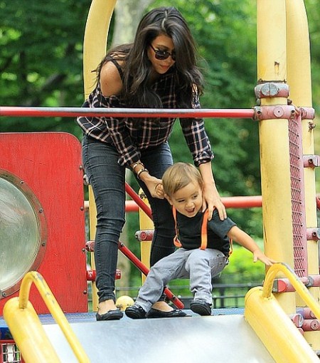 Kourtney Kardashian and Son Mason at the Park in NYC