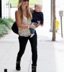Ali Larter arrives at a clinic in Brentwood, California on September 26, 2011 with her adorable son Theodore MacArthur.