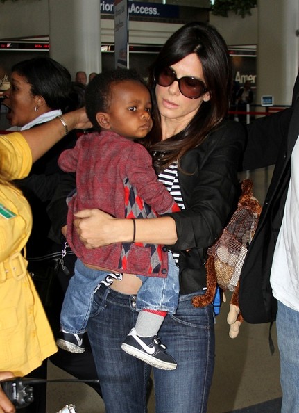 Sandra Bullock and Louis Leaving LAX