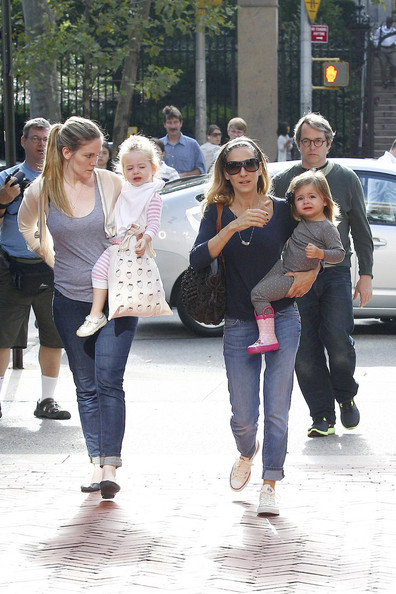 Sarah Jessica Parker and Matthew Broderick take their twins Marion and Tabitha to a playhouse at Columbia University.
