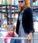 Jessica Alba At A Playground in The West Village With Haven and Honor