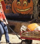 Allison Sweeney takes family to pumpkin patch for the day in Los Angles, Ca on October 8, 2011