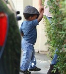 Sandra Bullock and son Louis visited a friend in Los Feliz, CA on October 1st, 2011.
