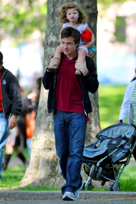 Actor Jason Bateman and his daughter Nora go to a park during a break from filming of "The Baster". Nora is Jason's first child with wife Amanda Anka