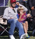 David Beckham enjoyed a day at the park in Los Angeles, California with his boys Brooklyn, Romeo and Cruz during their soccer tournaments on October 9, 2011.