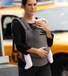 Jennifer Connelly goes out for a walk with baby Agnes Bettany in NYC, NY on October 13, 2011.