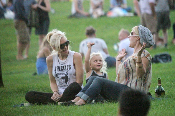 Gwen Stefani at the park with her son Zuma and his nanny in London.