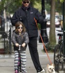 Hugh Jackman Taking His Daughter Ava To School In New York