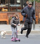 Hugh Jackman Taking His Daughter Ava To School In New York