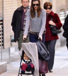Orlando Bloom and Miranda Kerr show off their baby son Flynn while out and about in NYC