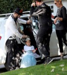 Katherine Heigl wears a witch costume as she and her husband Josh Kelley dress their adorable daughter Naleigh in a princess costume for a Halloween party.