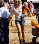 Ali Larter enjoyed a sunny day at Mr. Bones Pumpkin Patch in Los Angeles, California on October 15, 2011 with her family.