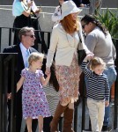 Marcia Cross and her twin daughters, Eden and Savannah, attend their nannie's college graduation in Riverside.