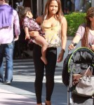 Christina Milian out shopping, eating and playing by the fountain with her daughter Violet Nash in Miami, Florida on October 22, 2011