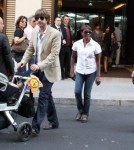 rachel Zoe in town for Paris Fashion Week with hubby Rodger Berman and super cute baby boy Skyler in Paris, France on October 1st, 2011.