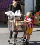 Sharon Stone stopped by Bristol Farms to do some shopping with her boys Laird and Quinn Stone in Los Angeles, California on October 10, 2011.