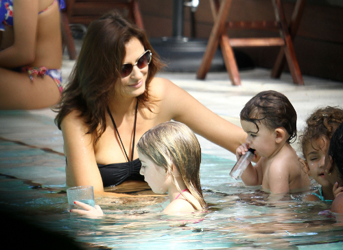Jeff Gordon Enjoys A Dip In The Pool With His Family