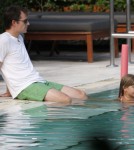 Jeff Gordon Enjoys A Dip In The Pool With His Family