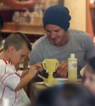 David Beckham spent time with his boys at a local Color Me Mine in Los Angeles, California on November 13, 2011 painting pottery pieces.