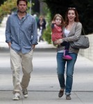 Alyson Hannigan and her husband Alexis Denisof take a stroll around Santa Monica with their baby Satyana